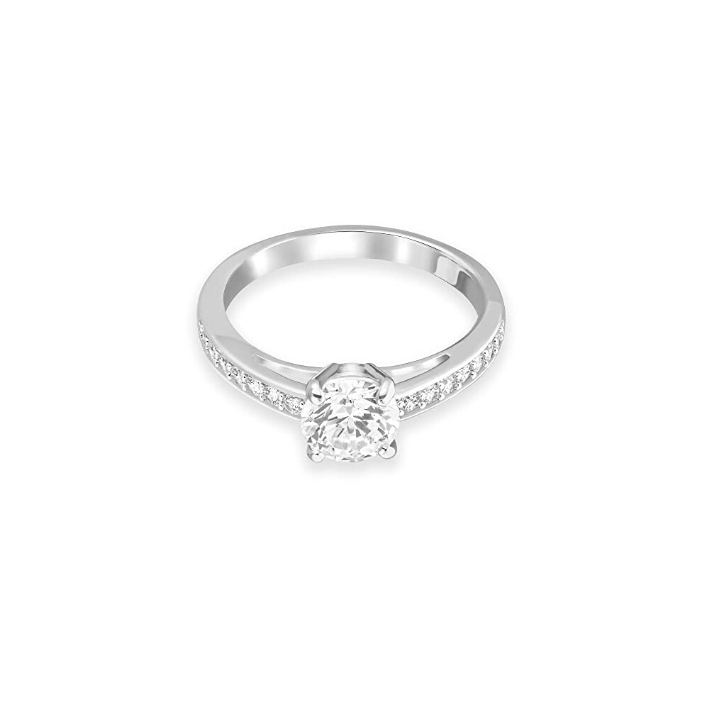 Swarovski Attract Ring, Round Cut, Pav?, Rhodium Plated White