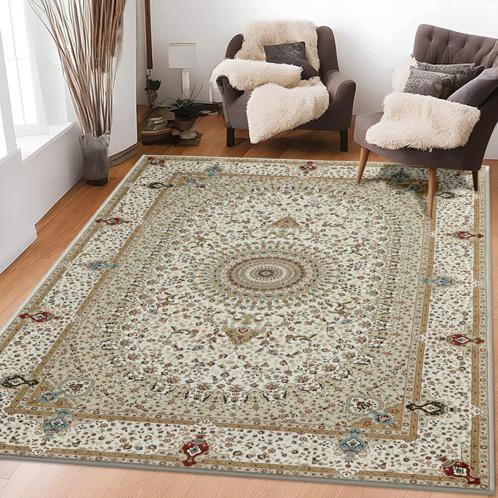 (160 x 230 cm, Willow Beige) Luxury Non Slip Rugs Large Livingroom Bedroom Carpets Bath & Door Mats