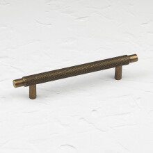 (128mm Handle	) Antique Brass Knurled Bar Handle 128mm & T-Bar