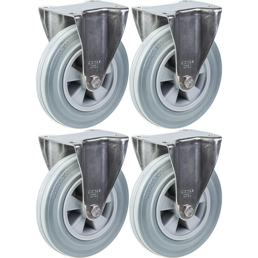 Photos - Other for Repair Parnells 200mm 8" stainless steel castor grey rubber, fixed, 820kg, set of 4 EC1698