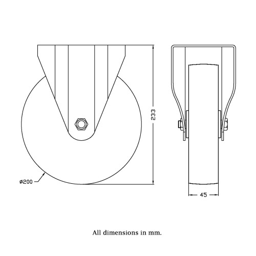 Parnells 200mm Bockrolle mit Graugussrad 1