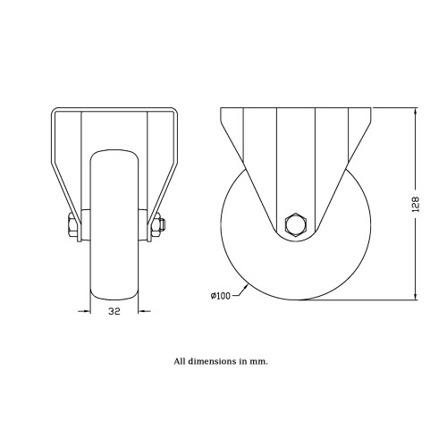 Parnells Rodízio fixo de aço inoxidável de 100 mm com termoplástico eletricamente condutor cinza 1