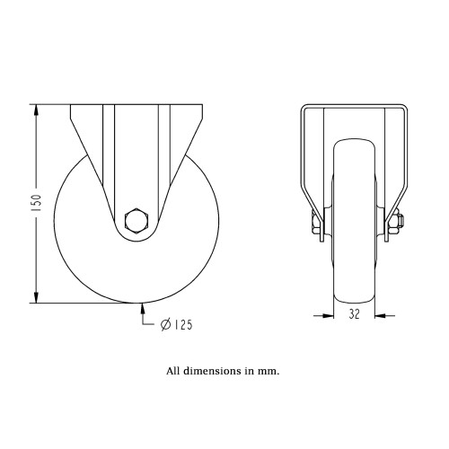 Parnells Rodízio fixo em aço inoxidável de 125 mm com termoplástico eletricamente condutor cinza 1