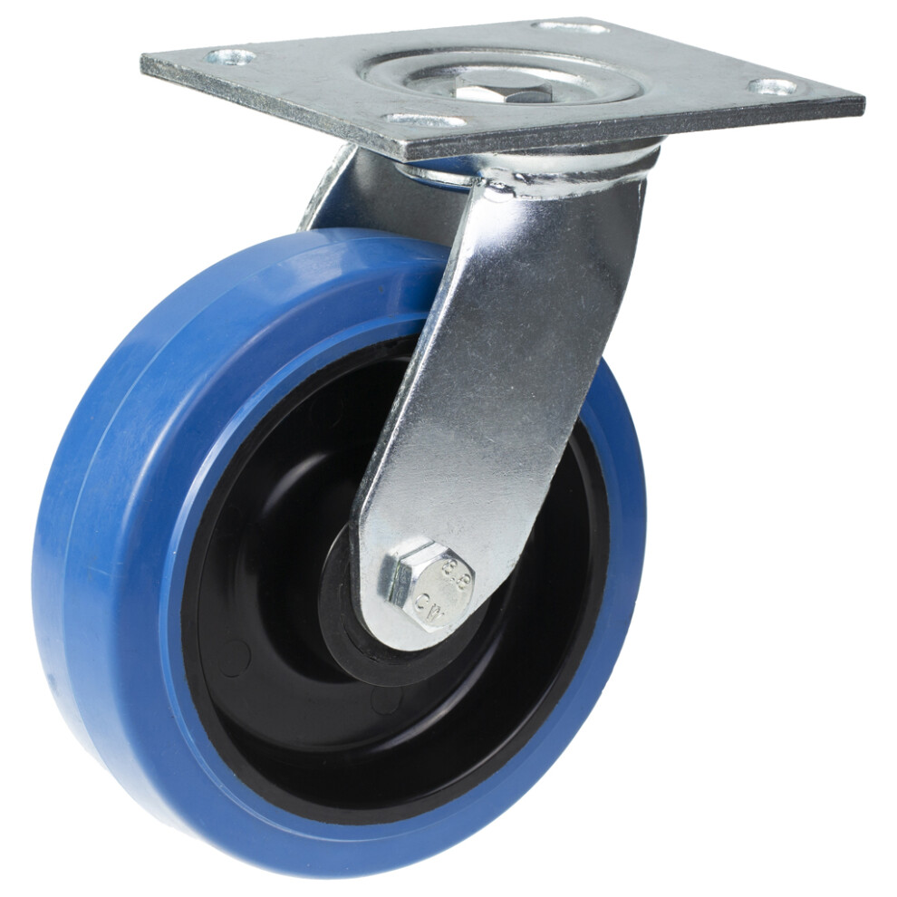 Parnells 160Mm Swivel Castor With Elastic Rubber On Nylon Centre Wheel Blue