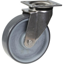 160mm stainless steel swivel castor with grey electrically conductive thermoplas