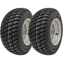 16x6.50-8 Grass Lawnmower Wheel 4ply P332 Tyre Steel Rim 20mm Bearing (Set of 2)