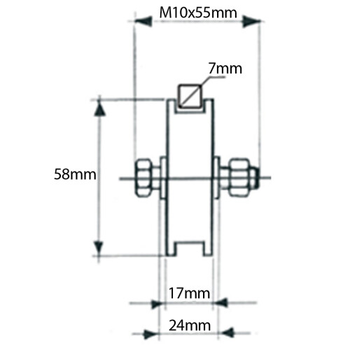 60 mm vierkantgroefwiel met 1 kogellager 1