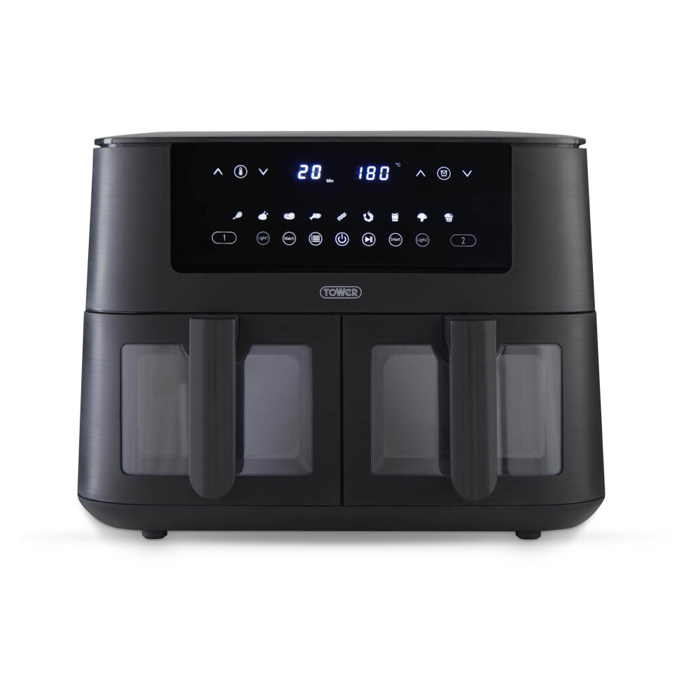 Tower Vortx 8L Dual Basket Air Fryer With Viewing Windows, Black - Image 6