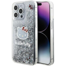 Hello Kitty Liquid Glitter Charms Kitty Head Case for iphone 15 Pro Max 6.7" Clear - HKHCP15XLIKHET