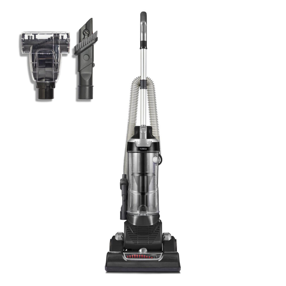Tower Txp30pet Bagless Pet Upright Vacuum With Hepa Filter, 2.5L Dust, Crevice Tool, Floor Brush, Pet Turbo Brush - Platinum (T108000plpet)