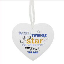 Twinkle Twinkle Little Star Blue Hanging Heart Ceramic Keepsake