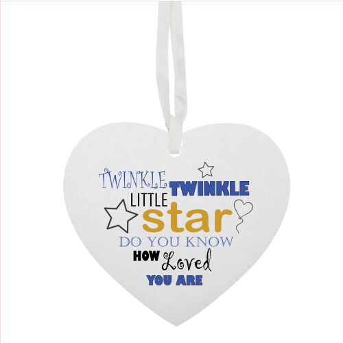 Twinkle Twinkle Little Star Blue Hanging Heart Ceramic Keepsake