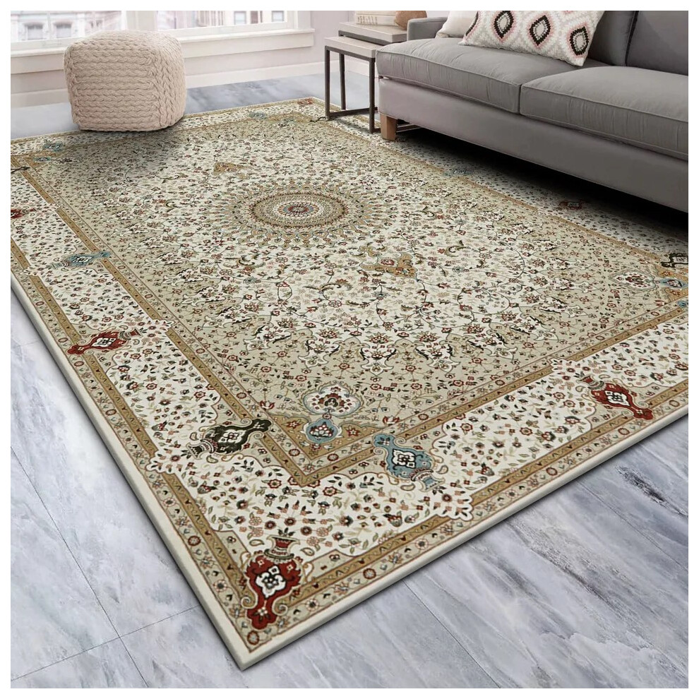 (Willow Beige, 160 X 230 cm-Bedroom Rug) Extra Large Rugs Traditional Carpets for Living Room Bedroom