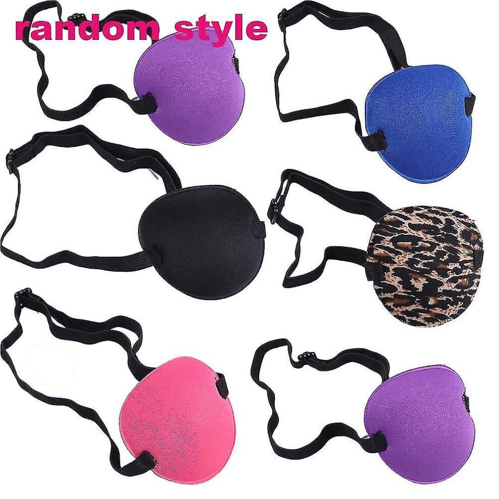 (Radom color 1pc) Pirate Eye Patch Unisex Black Single Eye Patch Eyepatch One Eye Washable Adjustable Concave Eye Patch Kid Pirate Cosplay Costume