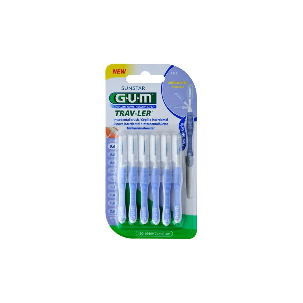 GUM TRAVLER Interdental Brush 0,6 mm 6 pcs. Antibacterial Ergonomic Handle - Image 5