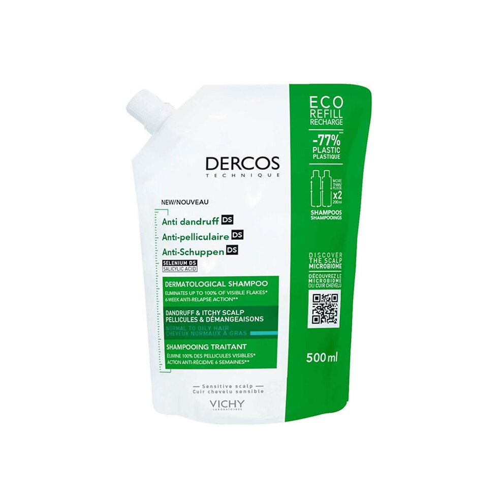 Vichy - Dercos Anti-Dandruff Normal to Oily Hair Shampoo ECO Refill ( náplň ) - Šampon proti lupům pro normální až mastné vlasy 500ml