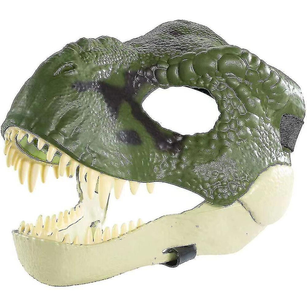 (Green) Dino Mask Moving Jaw, Dinosaur Mask For Kids Adult,dinosaur Head Face Mask For Halloween Cosplay Party Costume Prop