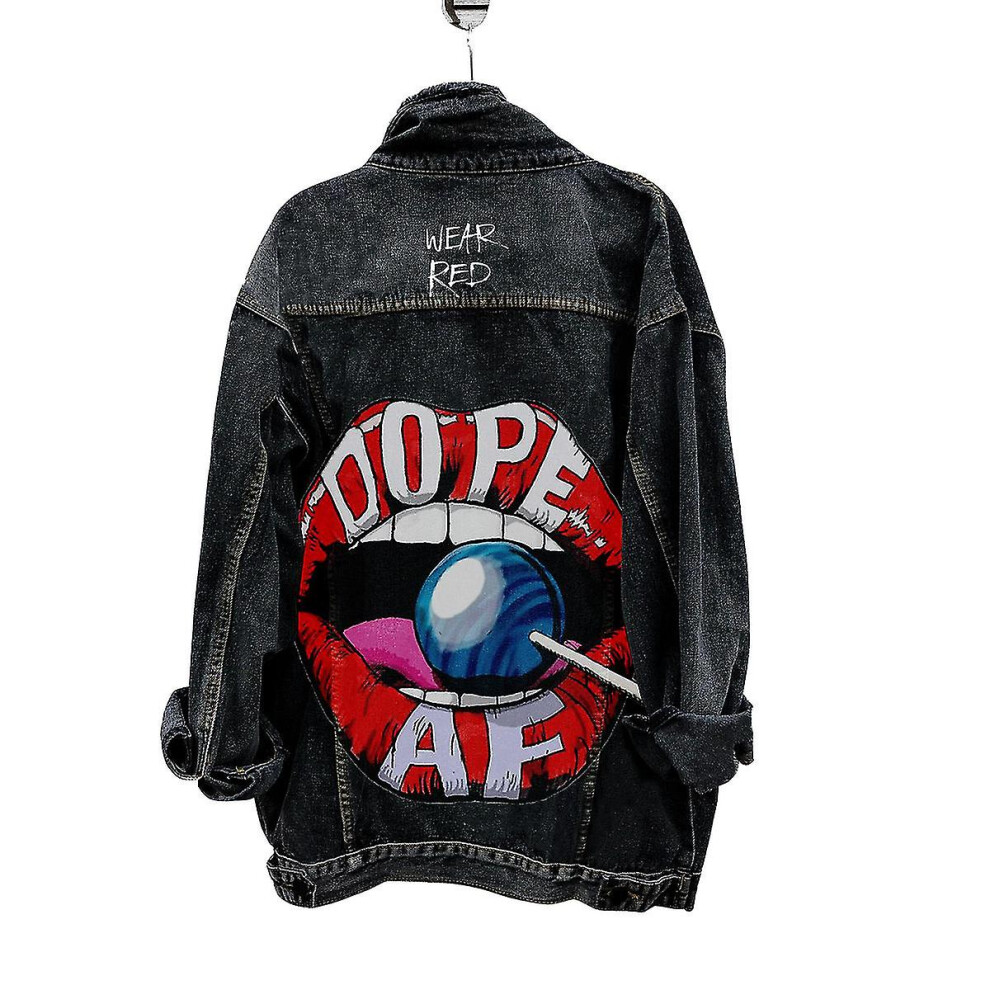 (L) Oversized Printed Jacket Female Gothic Racing Suit Hip-hop Street Style Jacket Y2k Oversized Baseball Uniform Jacket Bomber