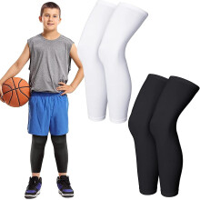 (L) 2 Pairs Leg Sleeves Basketball Leg Sleeve Full Length Leg Compression Sleeve Non Slip Uv Protection Cycling Leg Sleeves For Boy Girl Youth Basketball