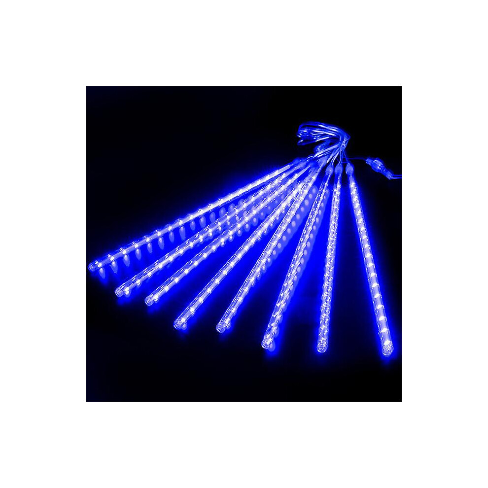 () Led Meteor Shower Rain Lights Waterproof Falling Raindrop Fairy String For Christmas Holiday Party Patio Decor 30Cm Blue/Light