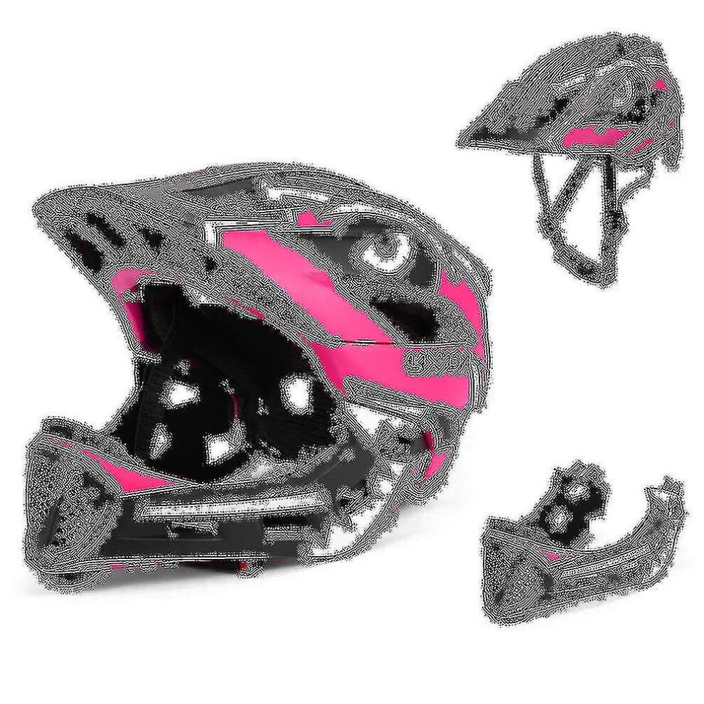 (rose red) Kids Detachable Full Face Helmet Children Sports Safety Helmet For Roller Skating