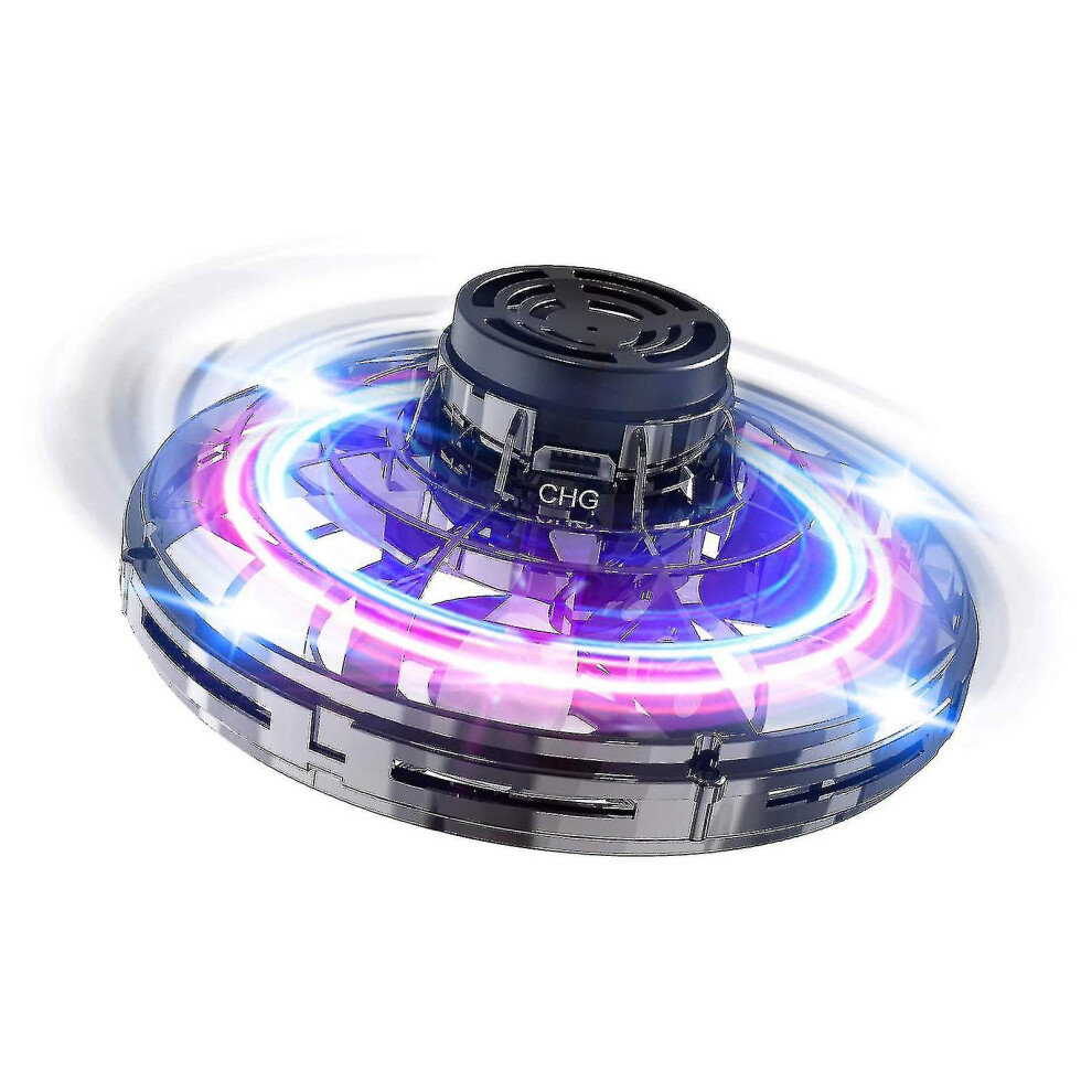 (Black) Hand Operated Mini Drones, Fidget Flying Spinner With Lights, Ufo Drone Flying Toys, Cool Stuff Gadgets
