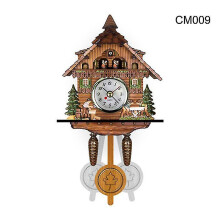 (I) Cuckoo Clock Wall Clock Handicraft Vintage Wooden Cuckoo Tree House Clock Compatible Bedroom Living Room School Office