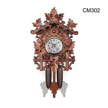 (P) Cuckoo Clock Wall Clock Handicraft Vintage Wooden Cuckoo Tree House Clock Compatible Bedroom Living Room School Office