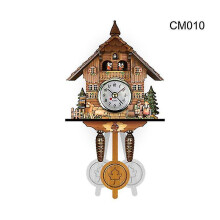 (J) Cuckoo Clock Wall Clock Handicraft Vintage Wooden Cuckoo Tree House Clock Compatible Bedroom Living Room School Office