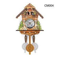 (D) Cuckoo Clock Wall Clock Handicraft Vintage Wooden Cuckoo Tree House Clock Compatible Bedroom Living Room School Office