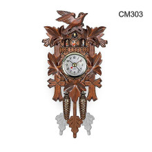 (Q) Cuckoo Clock Wall Clock Handicraft Vintage Wooden Cuckoo Tree House Clock Compatible Bedroom Living Room School Office