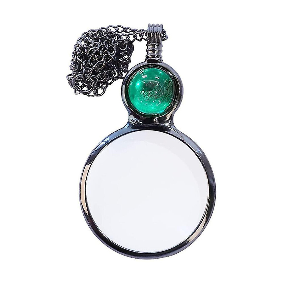 (Green) Magnifying Glass Pendant Necklace Gift Vintage Magnifier Lens Pendant For Elders Enlarge Newspapers