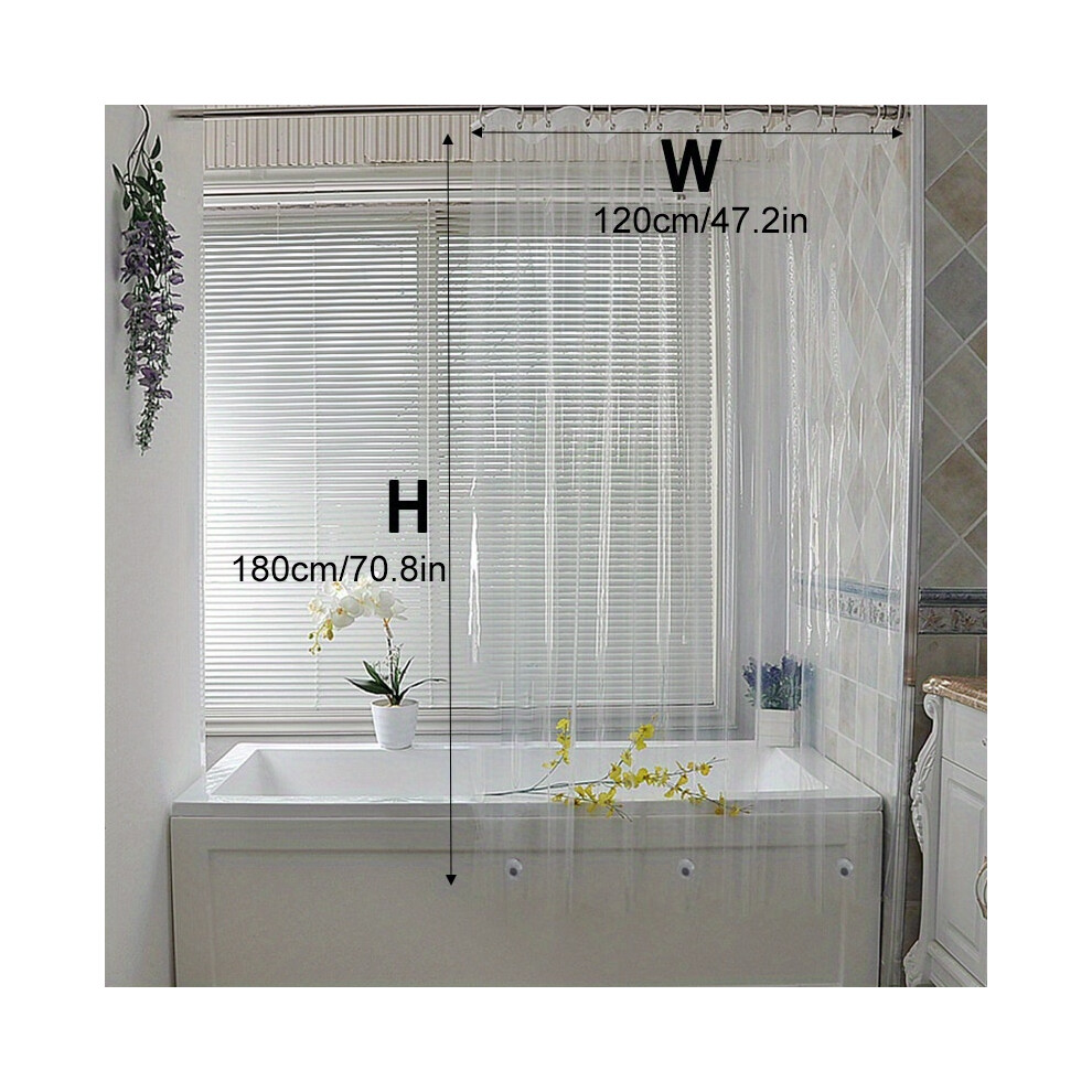 (120*180) Transparent Shower Curtain, Waterproof Shower Curtain With Rust Resistant Grommets And Hooks