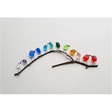 (Frameless, 12 Birds) Sea Glass Rainbow Birds, Sea Glass Art, Sea Glass