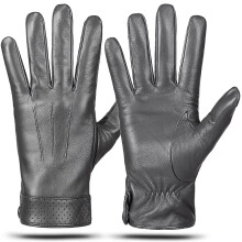 (Grey, XL) Winter Genuine Sheepskin Leather Gloves For Men, Warm Touchscreen Texting Cashmere Lined Driving Motorcycle Gloves