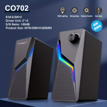 (Black) 2.0CH Stereo PC Computer Gaming Speakers 6W Multimedia Monitor Speakers