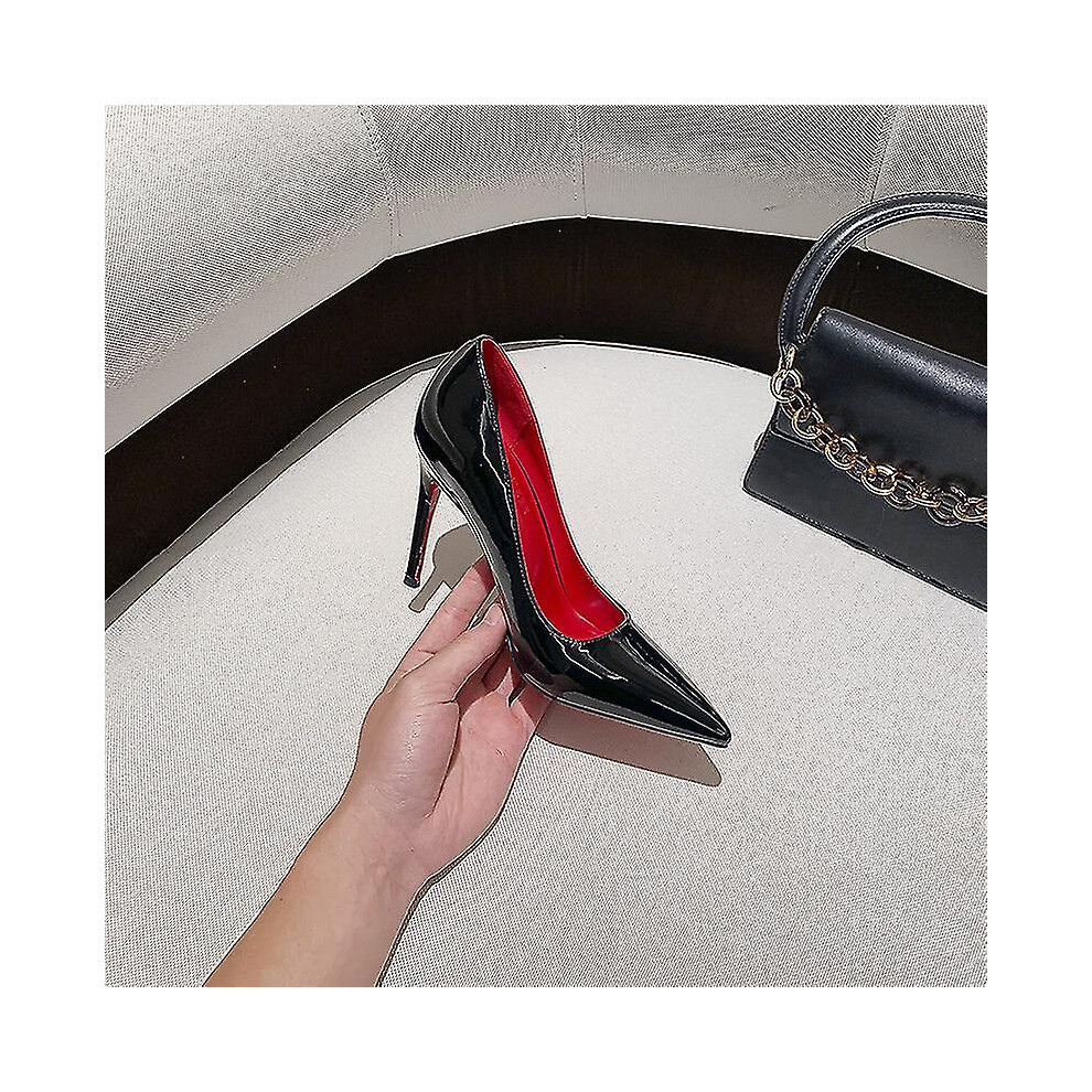 (black 6cm, 38) Women Red Sole Pumps New Sexy Bottom Pointed Toe Black Thin High Heel Shoes 8cm 10cm 6cm Shallow Sexy Wedding Shoe