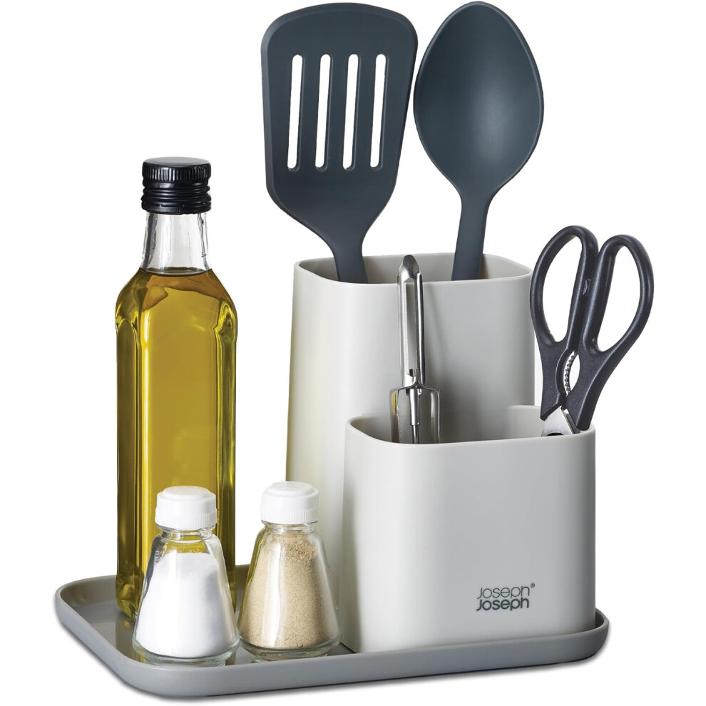 JOSEPH JOSEPH Duo Kitchen Worktop Organiser, Kitchen and Storage Organisation for Gadgets, Utensils and Condiments, Grey