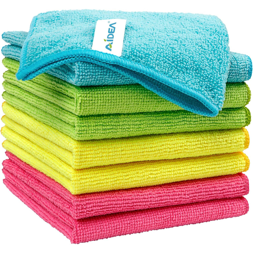 AIDEA Microfibre Cleaning Cloths 8 Pack Reusable Kitchen Cleaning Towels Dish Cloths Lint Streak Washable Duster  Car Motorbike Windows 30 x 30 cm