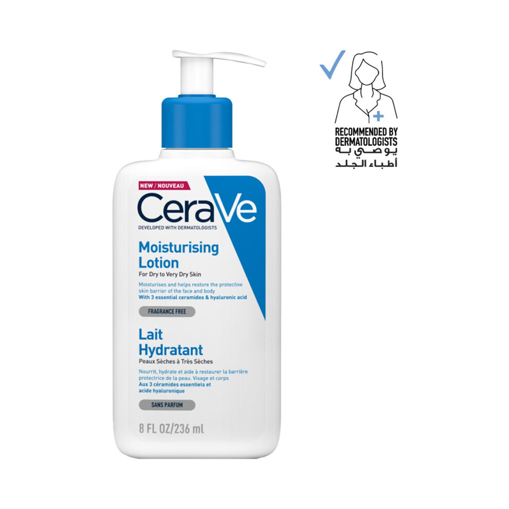 CeraVe Moisturising Lotion for Dry to Very Dry Skin 473 ml|Hyaluronic Acid|Daily Face & Body Moisturizer|Hydrate Skin|Lightweight & Non-Greasy