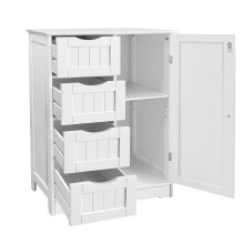 Bathroom Floor Storage Cabinet Free-standing Floor Cabinets Cupboard Sideboard with 4 Drawer 1 Door for Living Room, Kitchen, Entryway