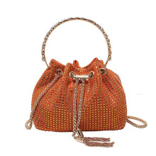 (orange) Women's Rhinestone Purse Luxury Diamond Shining Clutch Chain Crossbody Bucket Bling Bling Evening Bag
