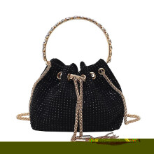 (black) Women's Rhinestone Purse Luxury Diamond Shining Clutch Chain Crossbody Bucket Bling Bling Evening Bag