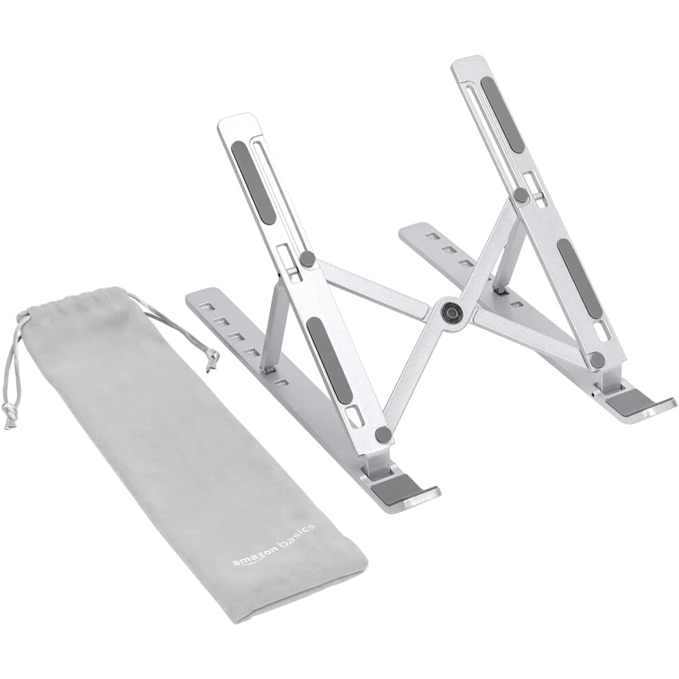 Amazon Basics Laptop Stand with 6-Angle Adjustment Laptops 10 (25.4 cm) 15.6 Inches (39.6 cm) Silver