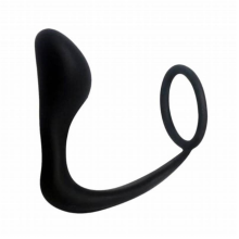 (Black-Model A) Black Cock Anal Vibrator Male Testicle Penis Ring Men