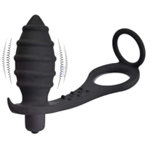 (Black-Model G) Black Cock Anal Vibrator Male Testicle Penis Ring Men