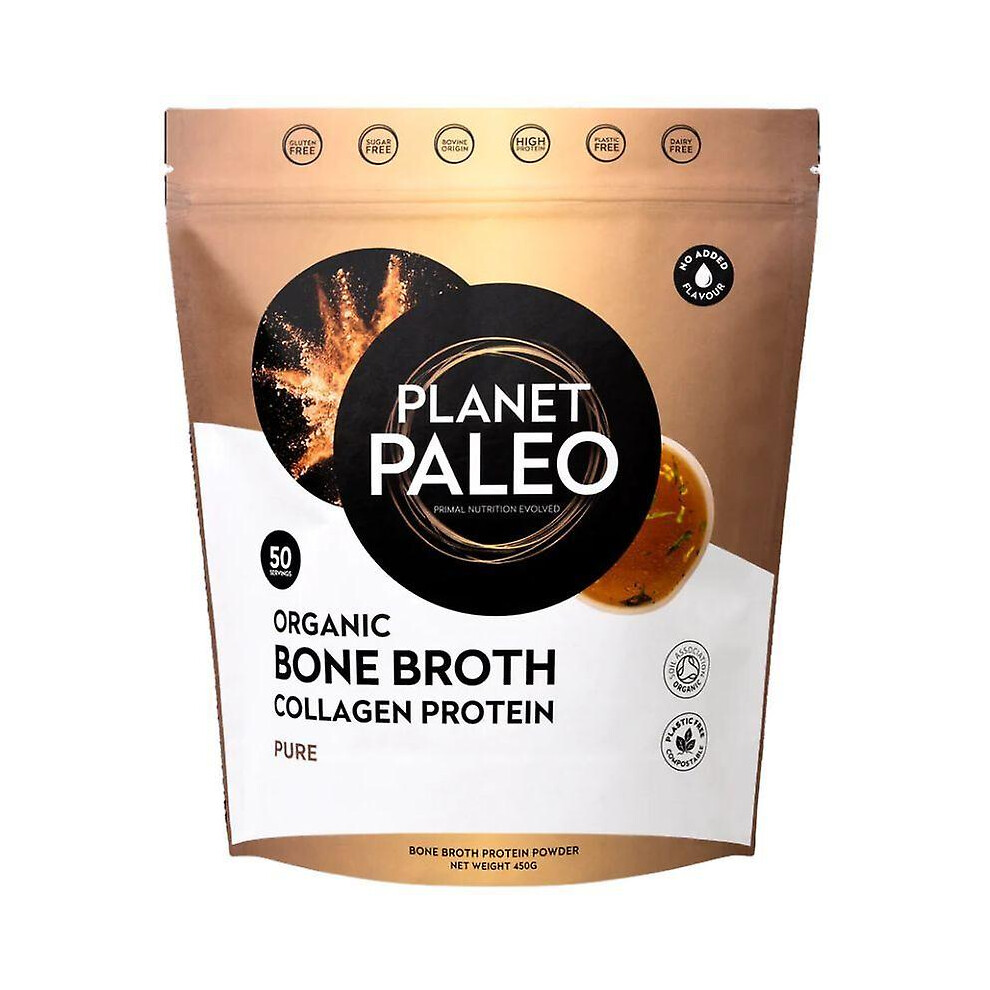 Planet Paleo Organic Bone Broth Collagen Protein Pure 450g (PP6004)