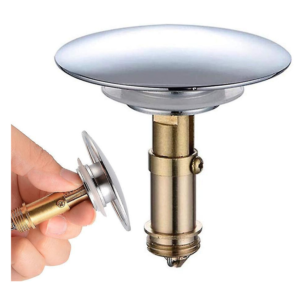Brass Drain Plug,Bathroom Sink Drain Plug 66Mm Polished Brass Chrome Pop Click Clack For Bath Vanity Sink Replacement Bolts 9362098022885