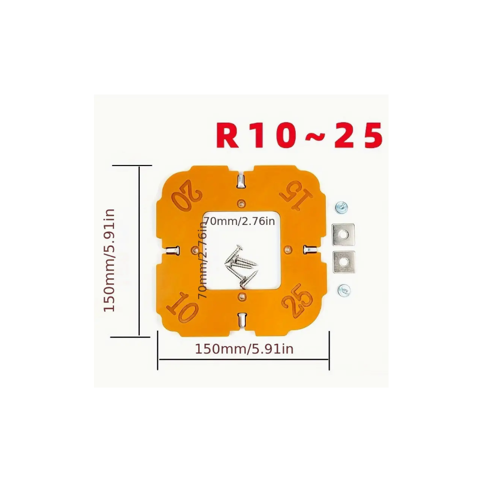 (#A) Woodworking Router Corner Template Jig R5 R10 R15 R20 R30 R35 R40 R50 Arc Angle Corner Template Woodworking Tool 6935462223930