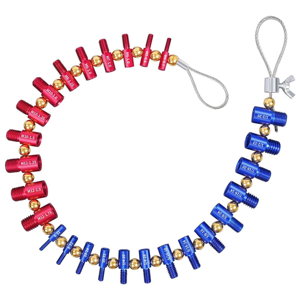 26PCS Nut and Bolt Thread Checker Detachable Nut and Bolt Size Gauge Thread Gauge Suitable for Detecting Fixed Bolts or Threaded Holes in Enclosed Are